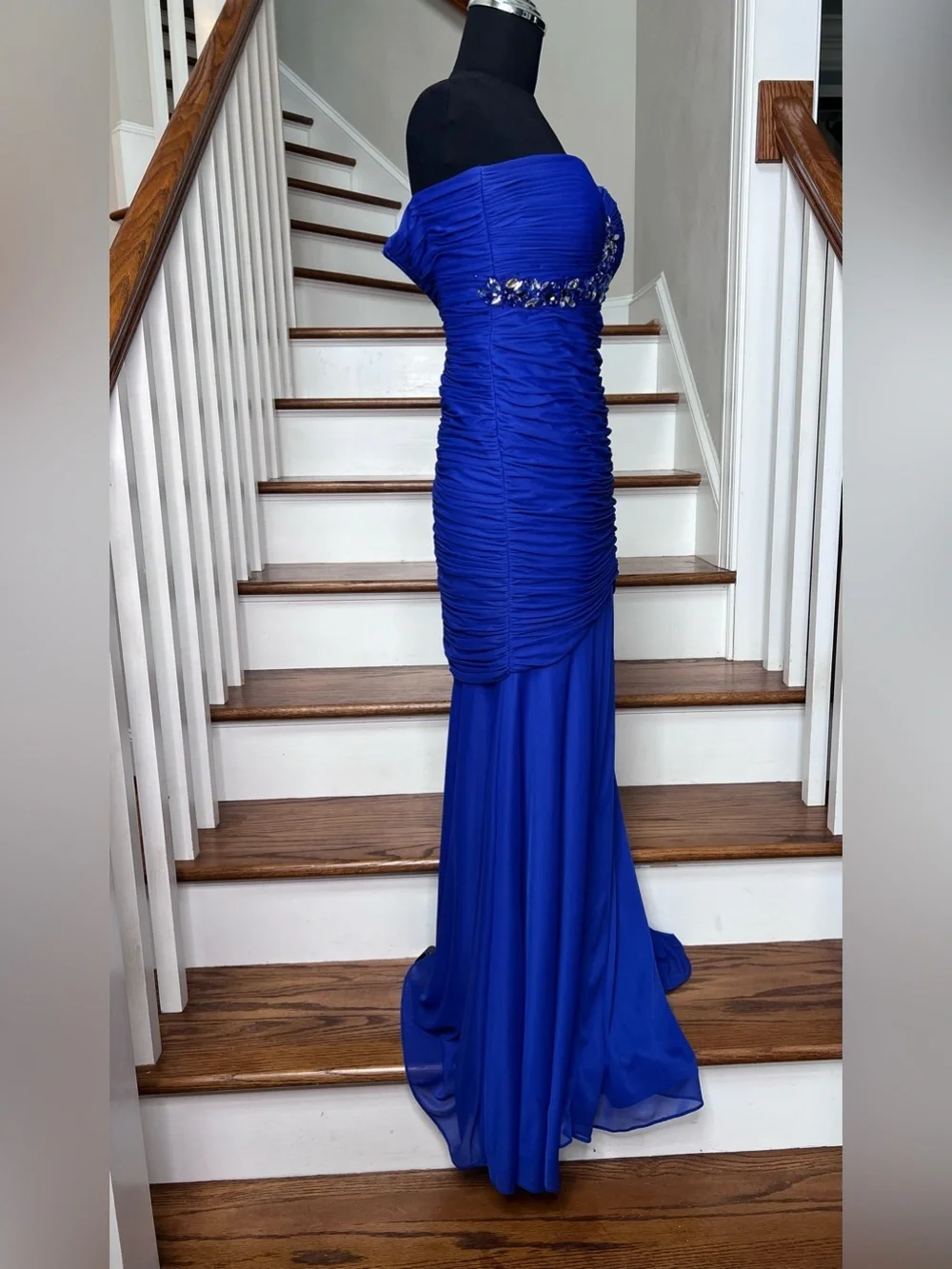 ONYX Nite Royal Blue Strapless Mermaid Gown Beaded Prom Formal Dress Size 1/2